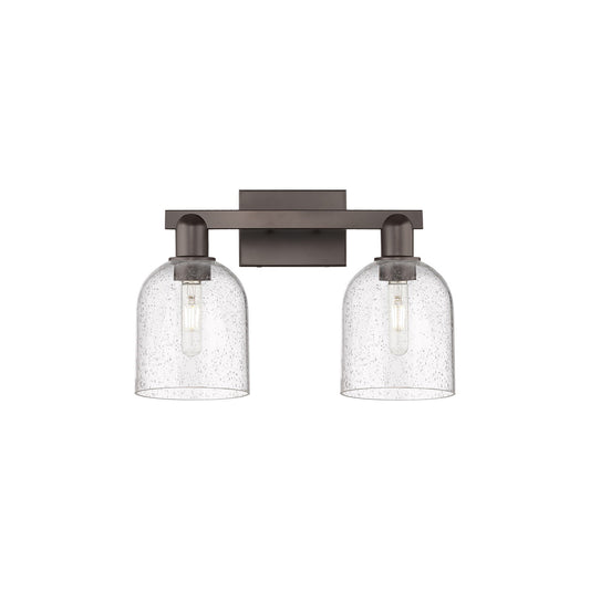 Innovations Bella 17in 2-Light Bath Vanity | Industrial Oil Rubbed Bronze Steel and Seedy Glass | Bathroom Vanity Light | 16.5 | Model 716-2W-OB-G558-6SDY