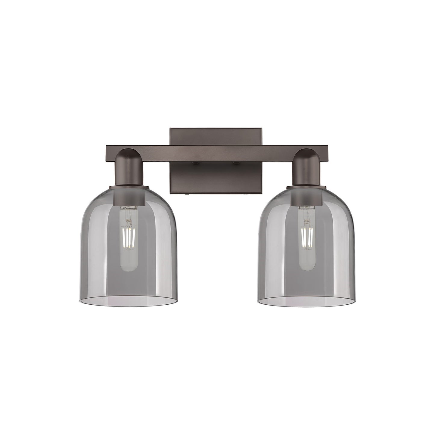 Innovations Bella 17in 2-Light Bath Vanity Light | Industrial Oil Rubbed Bronze and Light Smoke Glass | Bathroom Vanity | 16.5 | Model 716-2W-OB-G558-6SM