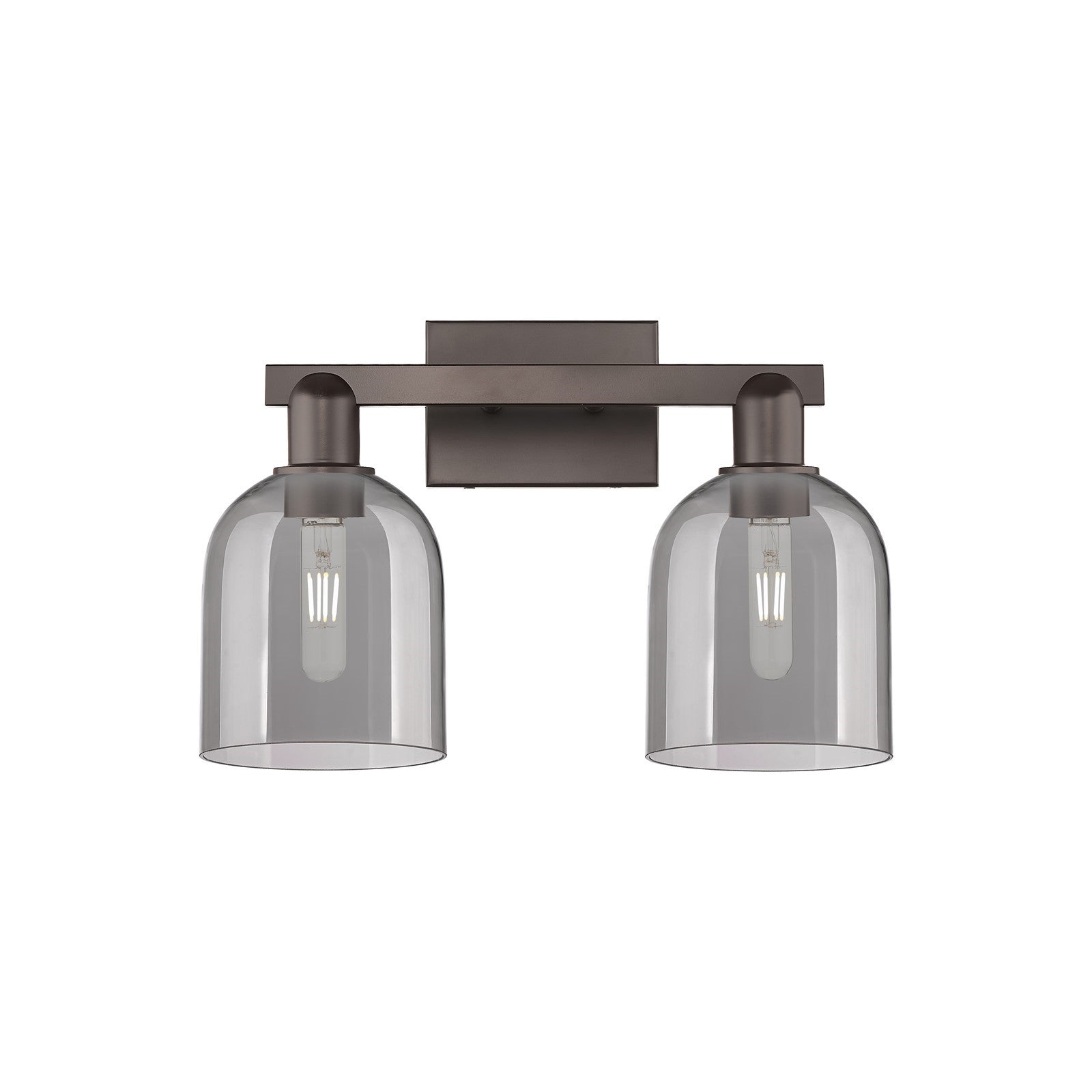 Innovations Bella 17in 2-Light Bath Vanity Light | Industrial Oil Rubbed Bronze and Light Smoke Glass | Bathroom Vanity | 16.5 | Model 716-2W-OB-G558-6SM