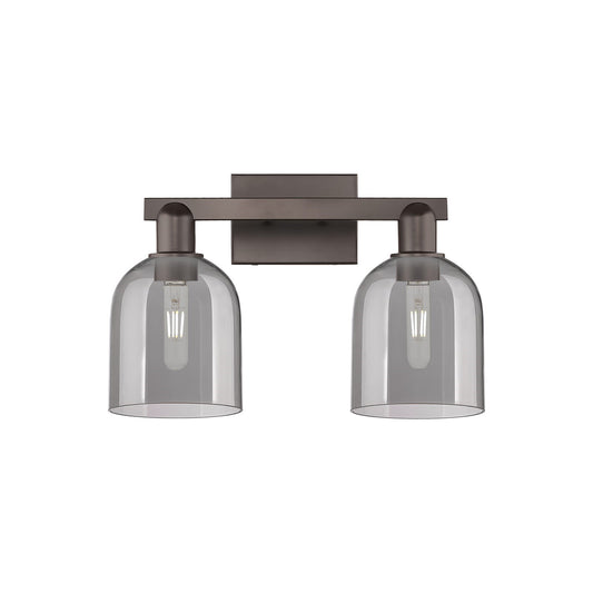 Innovations Bella 17in 2-Light Bath Vanity Light | Industrial Oil Rubbed Bronze and Light Smoke Glass | Bathroom Vanity | 16.5 | Model 716-2W-OB-G558-6SM