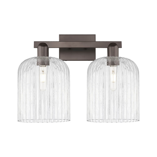 Innovations Bridal Veil 19in 2-Light Bath Vanity | Industrial Oil Rubbed Bronze Steel and Clear Ribbed Glass | Bathroom & | Model 716-2W-OB-G559-8CL