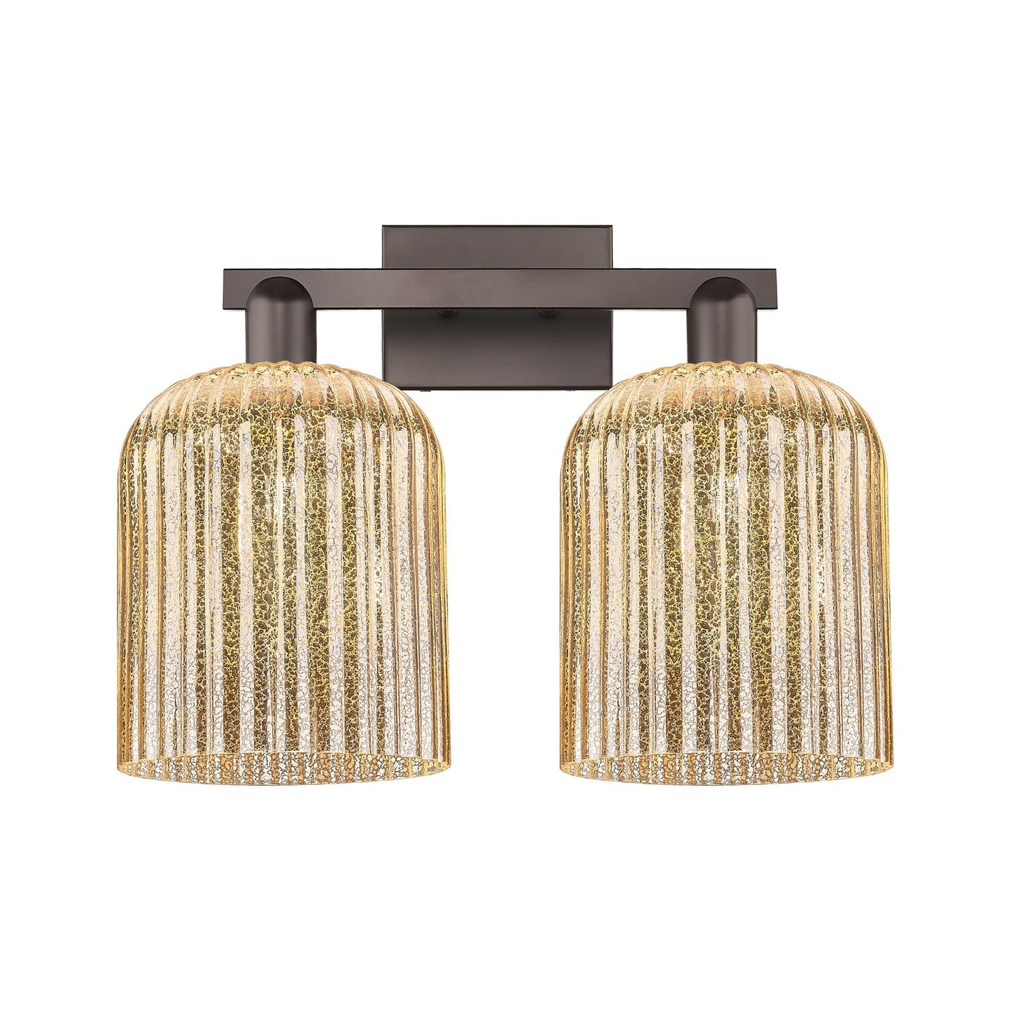 Innovations Bridal Veil 19in 2-Light Bath Vanity Light | Industrial Oil Rubbed Bronze Steel and Mercury Ribbed Glass | Bathroom | Model 716-2W-OB-G559-8ME