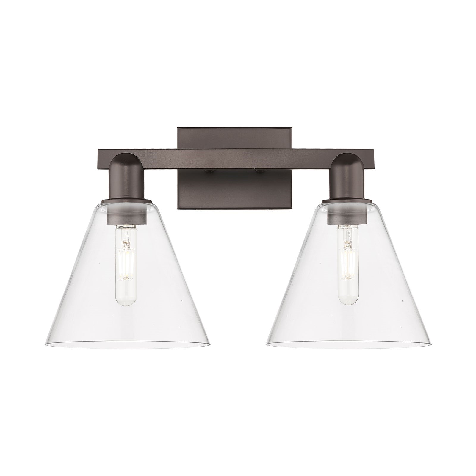 Innovations Berkshire Glass 19in 2-Light Bath Vanity | Industrial Oil Rubbed Bronze Steel and Clear Glass | Bathroom Vanity | 19 | Model 716-2W-OB-GBC-82