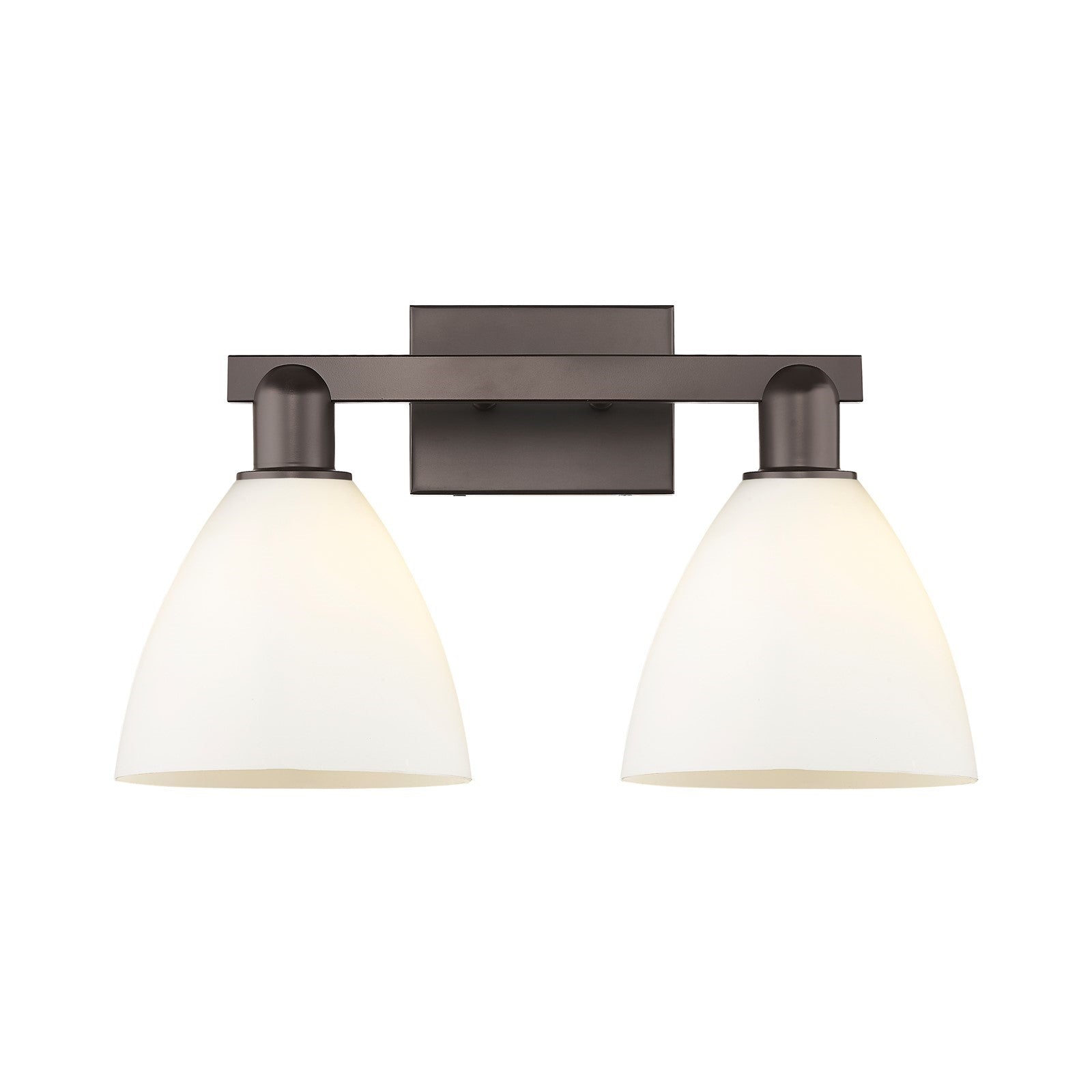 Innovations Bristol 19in 2-Light Bath Vanity | Industrial Oil Rubbed Bronze and Matte White Glass | Bathroom Vanity Light | 18.5 | Model 716-2W-OB-GBD-751