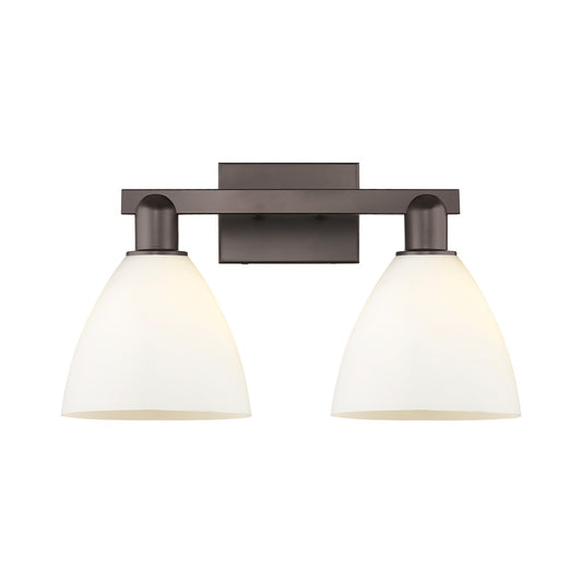 Innovations Bristol 19in 2-Light Bath Vanity | Industrial Oil Rubbed Bronze and Matte White Glass | Bathroom Vanity Light | 18.5 | Model 716-2W-OB-GBD-751