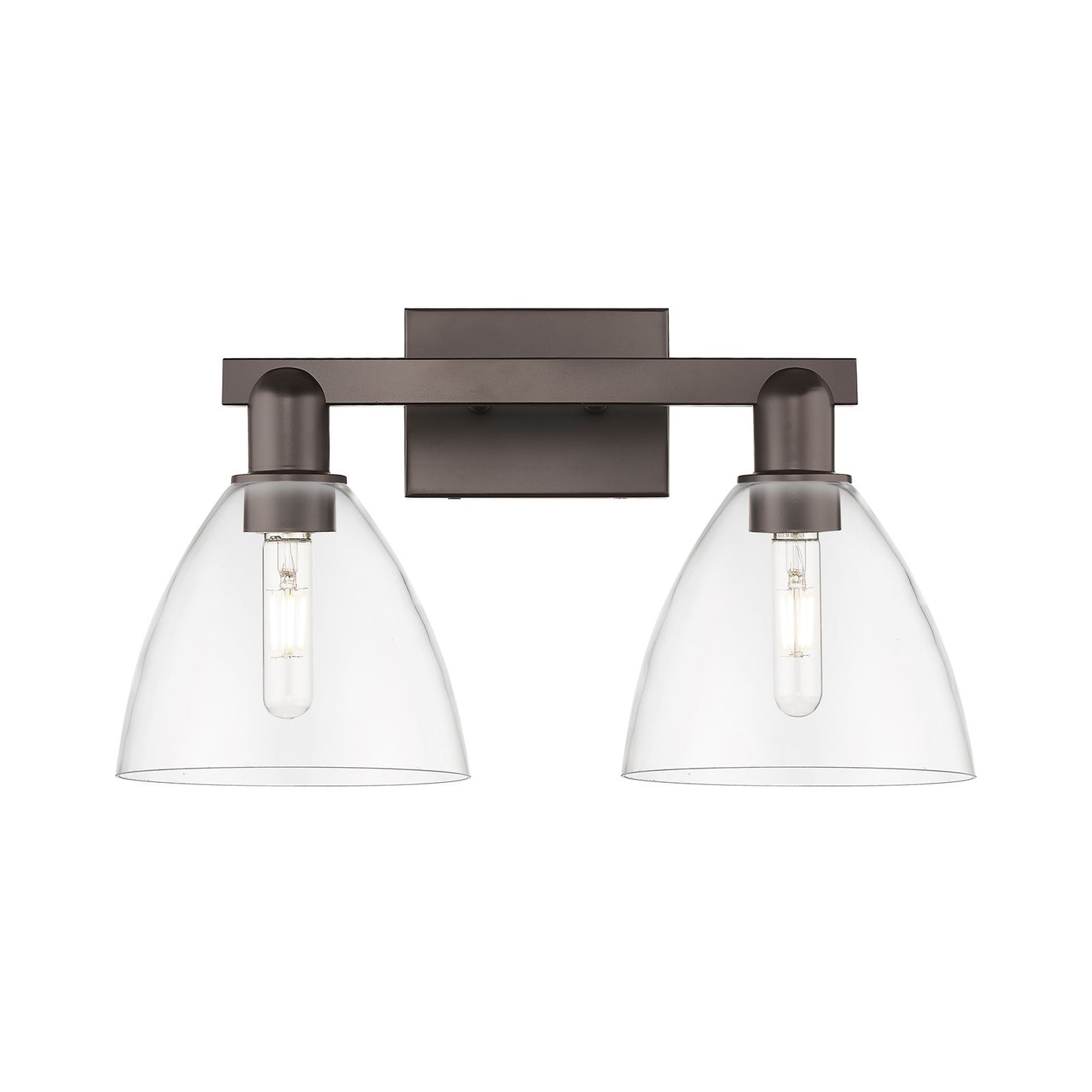 Innovations Bristol 19in 2-Light Bath Vanity | Industrial Oil Rubbed Bronze Steel and Clear Glass | Bathroom Vanity | 18.5 x | Model 716-2W-OB-GBD-752