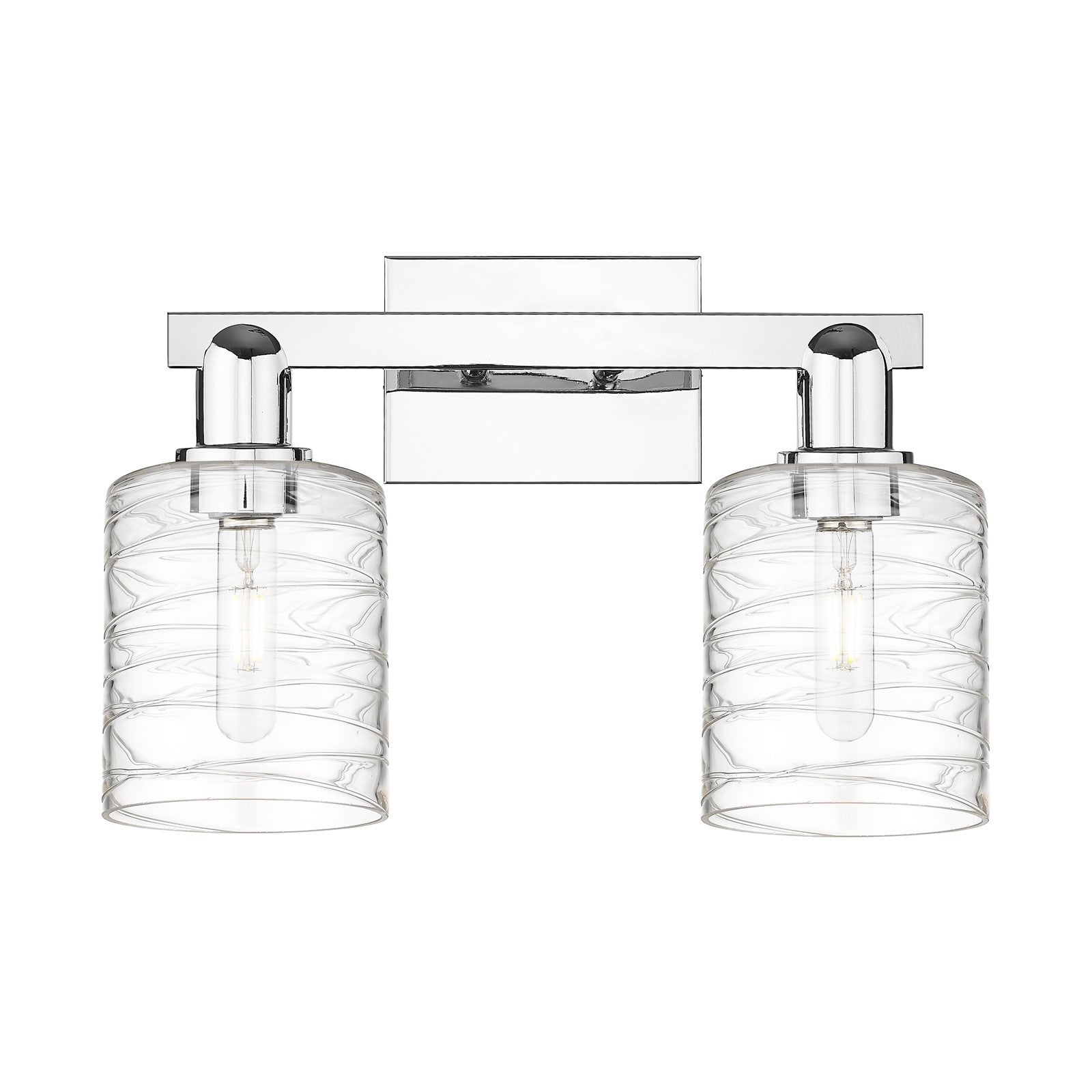 Innovations Cobbleskill 16in 2-Light Bath Vanity | Industrial Polished Chrome and Deco Swirl Glass | Bathroom Vanity Light | 16 x | Model 716-2W-PC-G1113