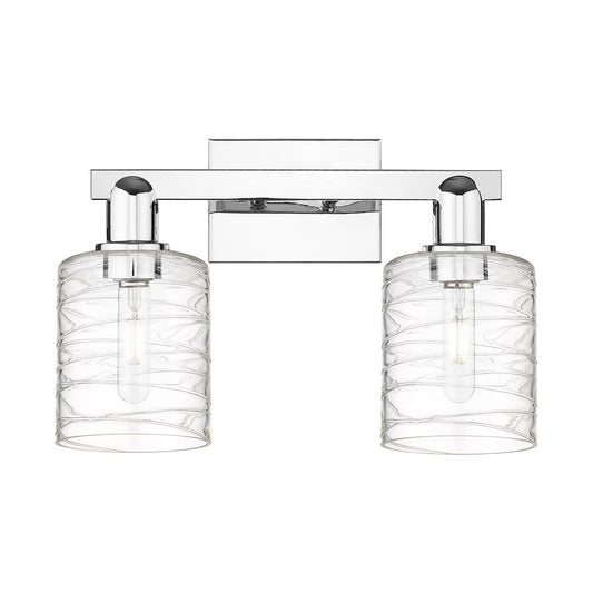 Innovations Cobbleskill 16in 2-Light Bath Vanity | Industrial Polished Chrome and Deco Swirl Glass | Bathroom Vanity Light | 16 x | Model 716-2W-PC-G1113