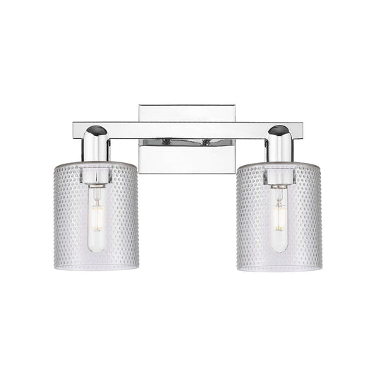 Innovations Cobbleskill 16in 2-Light Bath Vanity | Industrial Polished Chrome and Clear Glass | Bathroom Vanity Light | 16 x 10.75 | Model 716-2W-PC-G112