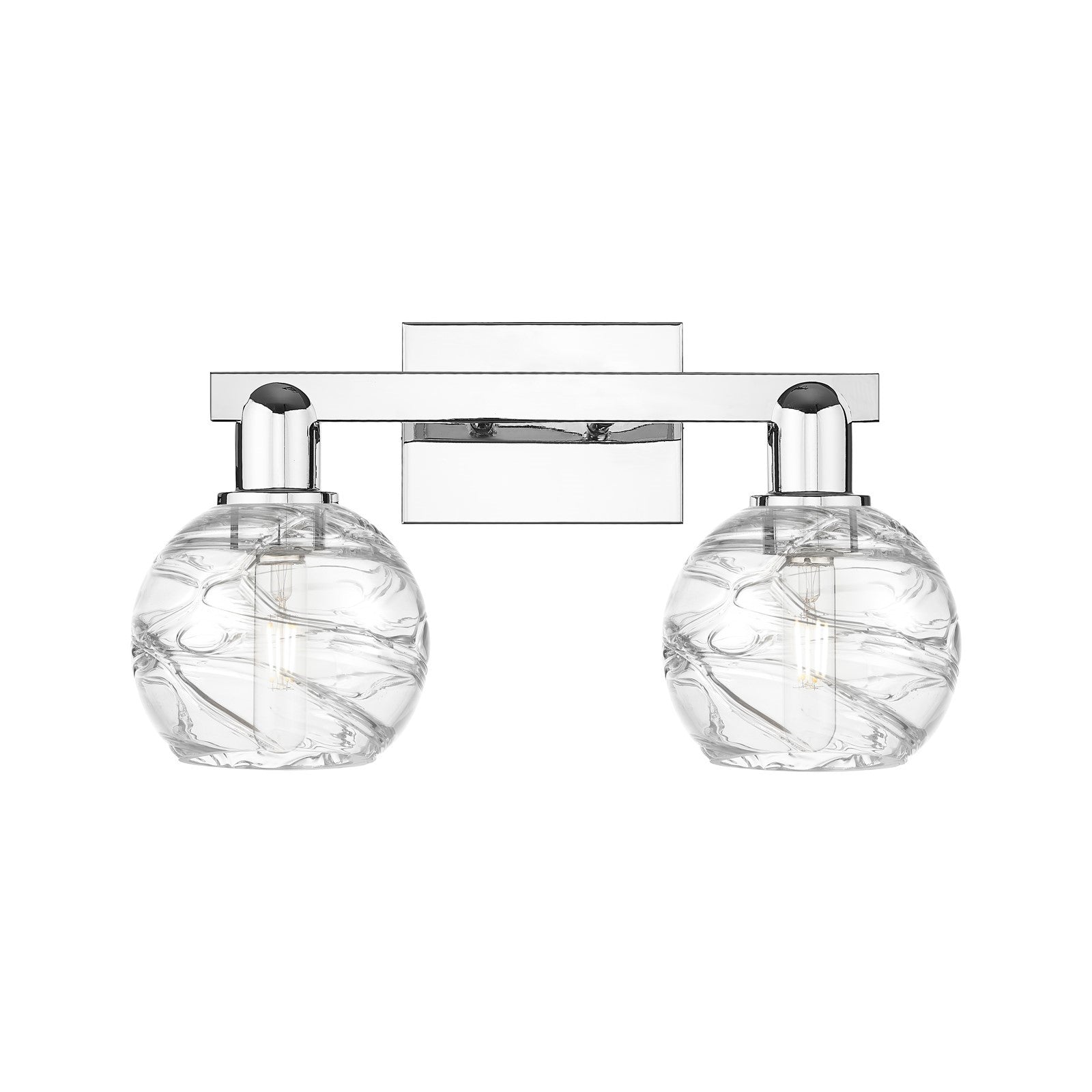 Innovations Athens Deco Swirl 16in 2-Light Bath Vanity Light | Industrial Polished Chrome Steel and Clear Deco Swirl Glass | Model 716-2W-PC-G1213-6CL