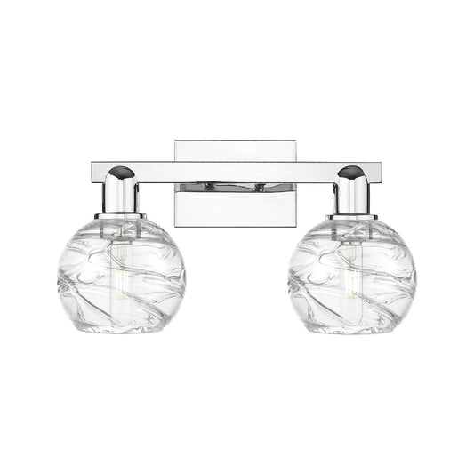 Innovations Athens Deco Swirl 16in 2-Light Bath Vanity Light | Industrial Polished Chrome Steel and Clear Deco Swirl Glass | Model 716-2W-PC-G1213-6CL