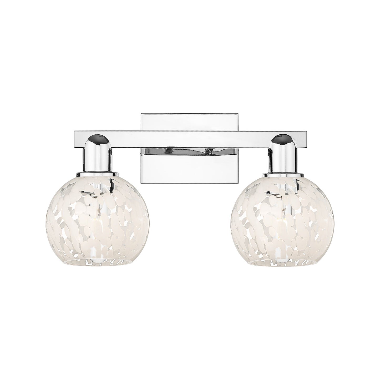 Innovations Lighting White Mouchette 17in 2-Light Bath Vanity Light | Industrial Polished Chrome and White Glass | Bathroom & | Model 716-2W-PC-G1216-6WM