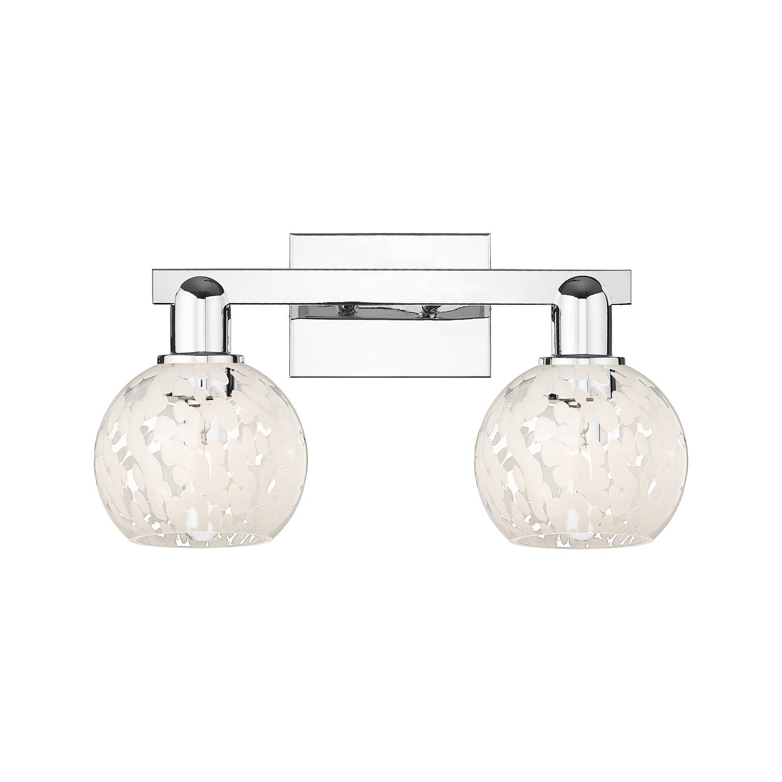 Innovations Lighting White Mouchette 17in 2-Light Bath Vanity Light | Industrial Polished Chrome and White Glass | Bathroom & | Model 716-2W-PC-G1216-6WM