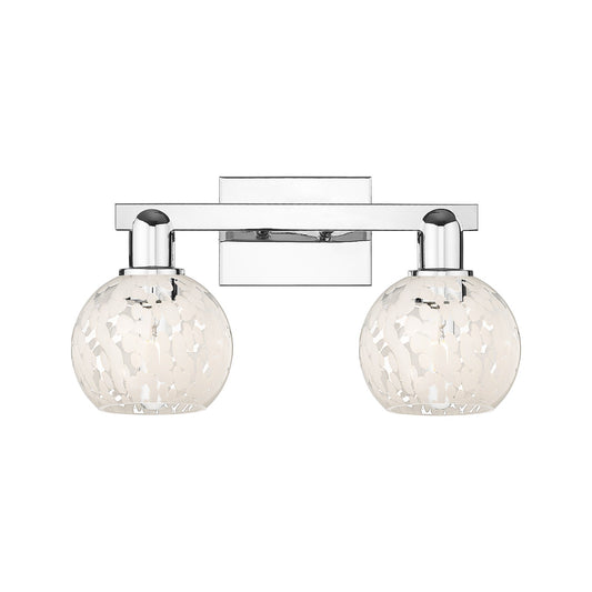 Innovations Lighting White Mouchette 17in 2-Light Bath Vanity Light | Industrial Polished Chrome and White Glass | Bathroom & | Model 716-2W-PC-G1216-6WM