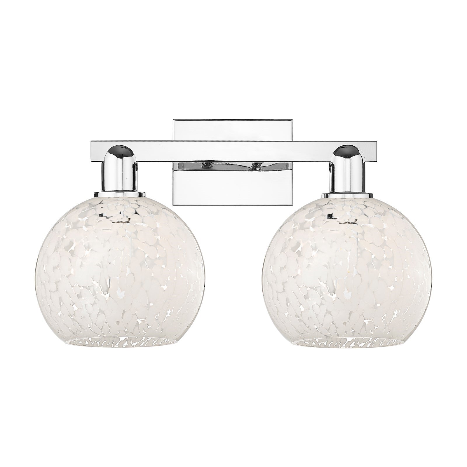 Innovations Lighting White Mouchette 19in 2-Light Bath Vanity | Industrial Transitional Polished Chrome and White Glass | Model 716-2W-PC-G1216-8WM