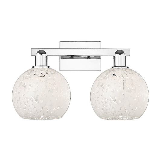 Innovations Lighting White Mouchette 19in 2-Light Bath Vanity | Industrial Transitional Polished Chrome and White Glass | Model 716-2W-PC-G1216-8WM