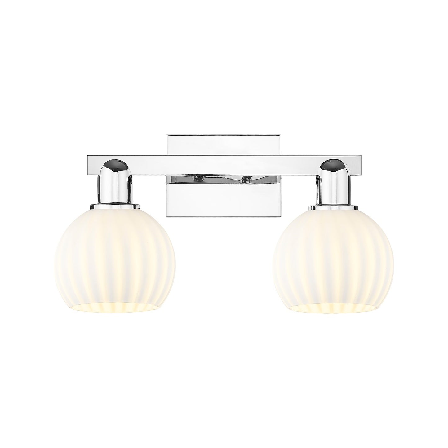 Innovations Lighting White Venetian 17in 2-Light Bath Vanity | Industrial Polished Chrome and White Venetian Glass | Bathroom | Model 716-2W-PC-G1217-6WV