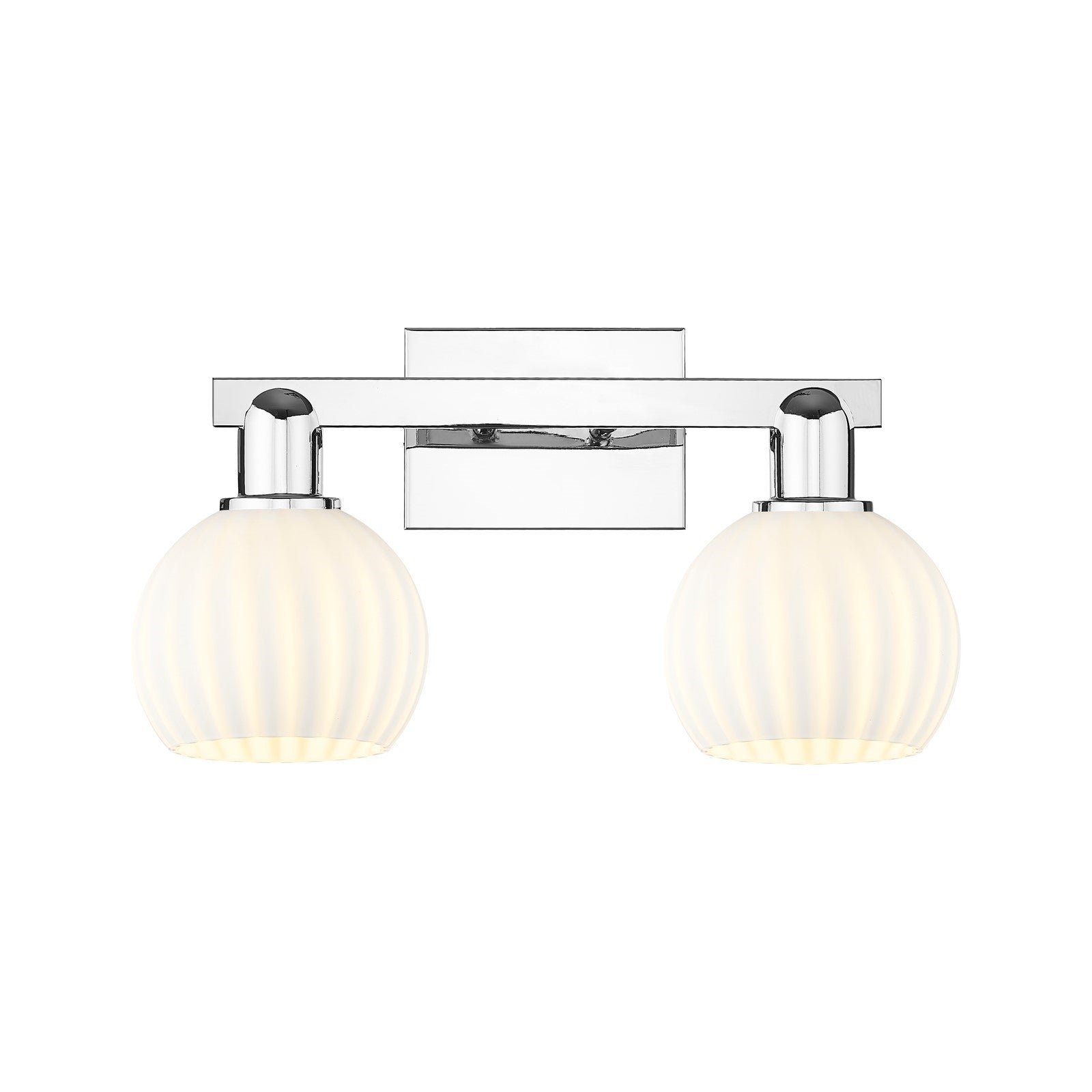 Innovations Lighting White Venetian 17in 2-Light Bath Vanity | Industrial Polished Chrome and White Venetian Glass | Bathroom | Model 716-2W-PC-G1217-6WV