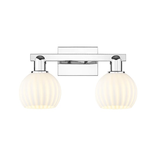 Innovations Lighting White Venetian 17in 2-Light Bath Vanity | Industrial Polished Chrome and White Venetian Glass | Bathroom | Model 716-2W-PC-G1217-6WV
