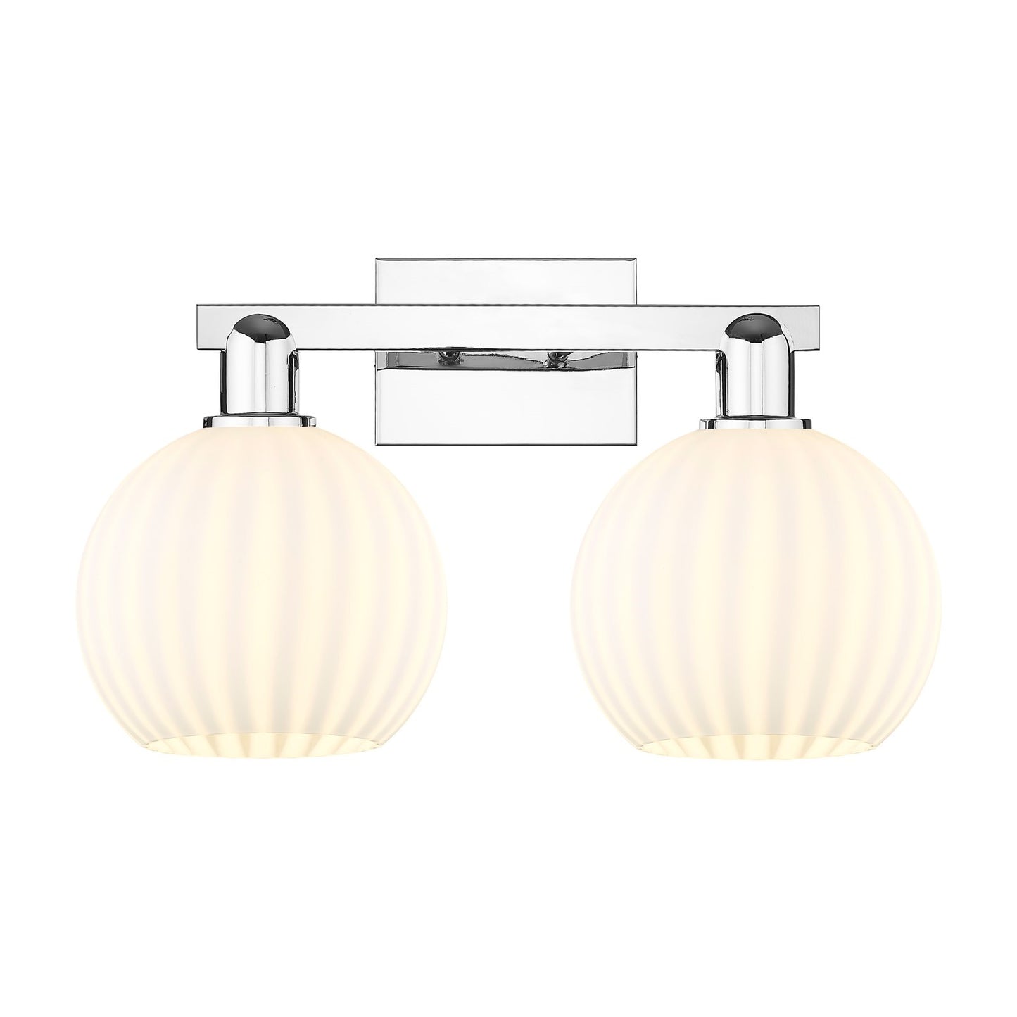 Innovations White Venetian 19in 2-Light Bath Vanity Light | Industrial Polished Chrome and White Venetian Glass | Bathroom | Model 716-2W-PC-G1217-8WV