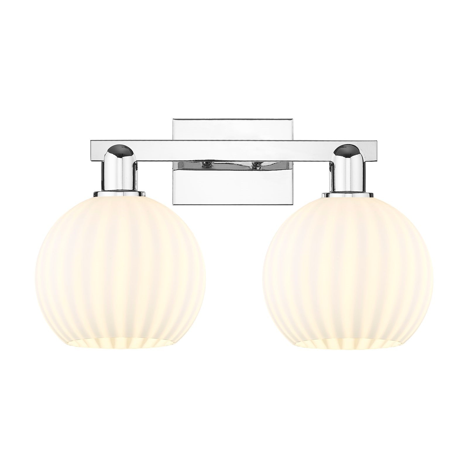 Innovations White Venetian 19in 2-Light Bath Vanity Light | Industrial Polished Chrome and White Venetian Glass | Bathroom | Model 716-2W-PC-G1217-8WV