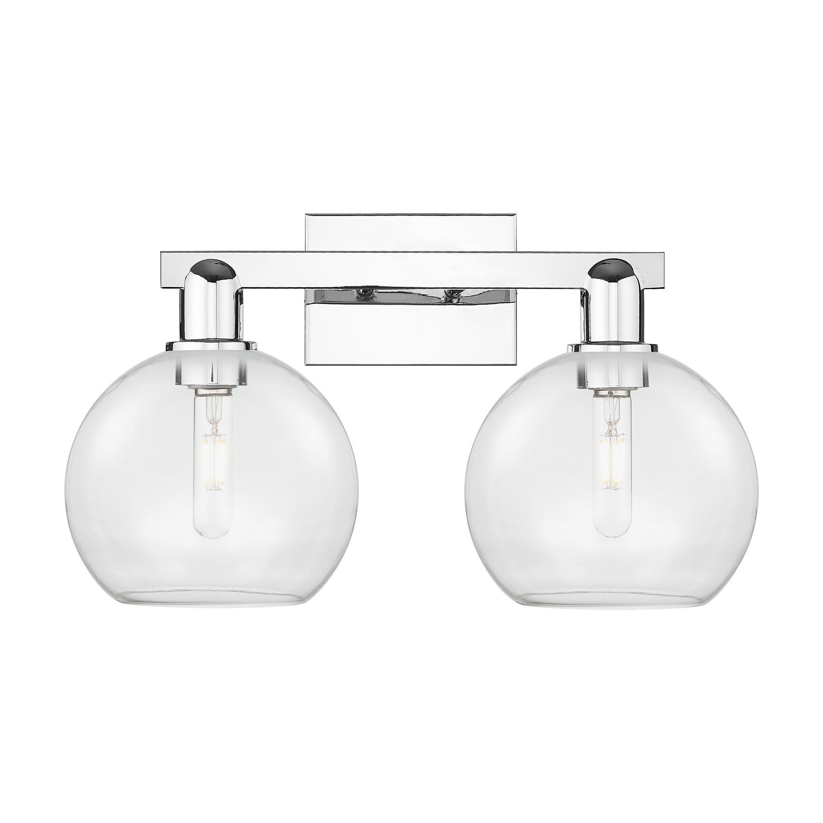 Innovations Athens 19in 2-Light Bath Vanity Light | Industrial Modern Polished Chrome and Clear Glass | Bathroom Vanity | 19 x | Model 716-2W-PC-G122-8