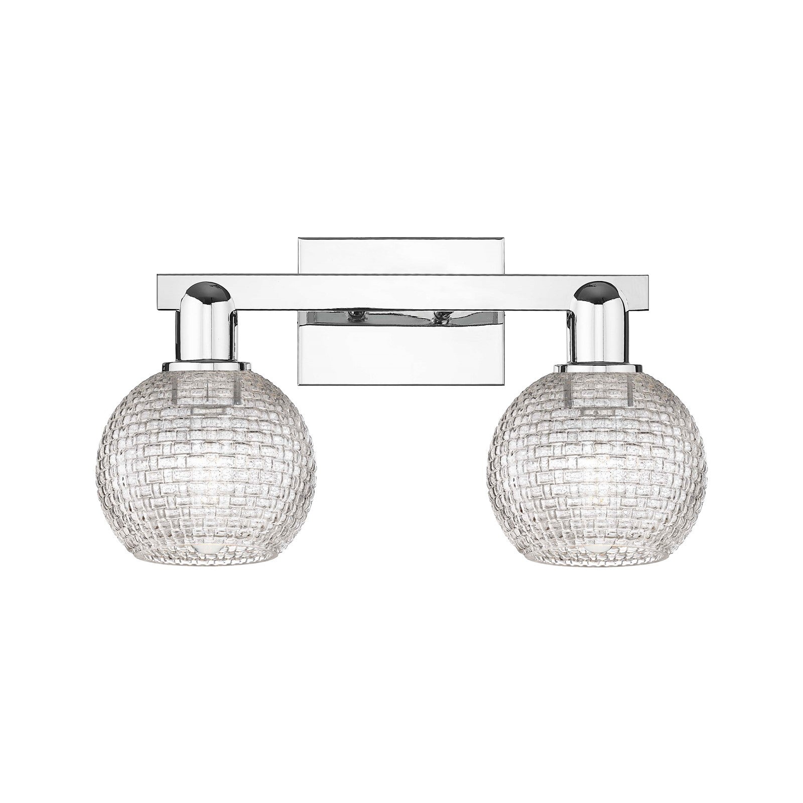 Innovations Athens 17in 2-Light Bath Vanity Light | Industrial Modern Polished Chrome and Clear Basket Weave Glass | Bathroom | Model 716-2W-PC-G122C-6CL