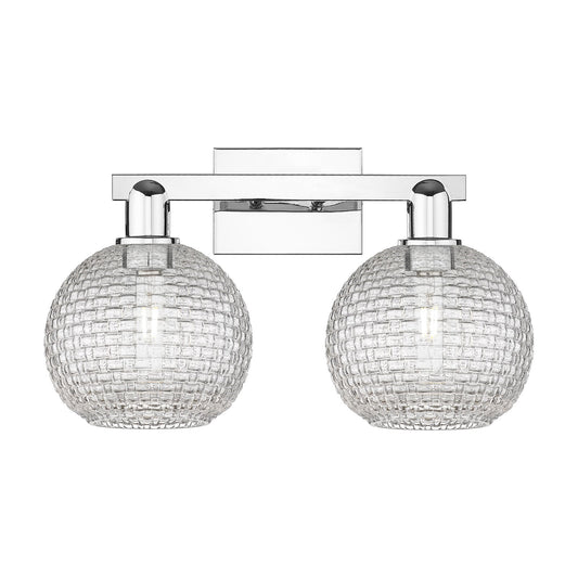 Innovations Athens 19in 2-Light Bath Vanity | Industrial Modern Polished Chrome and Clear Basket Weave Glass | Bathroom Vanity | Model 716-2W-PC-G122C-8CL