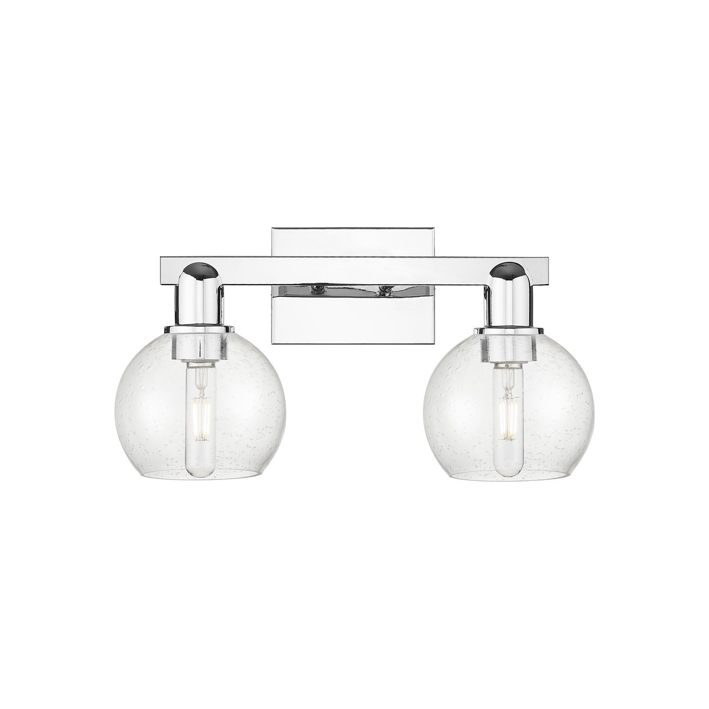 Innovations Athens 17in 2-Light Bath Vanity | Industrial Polished Chrome Steel and Seedy Glass | Bathroom Vanity & Powder Room | Model 716-2W-PC-G124-6