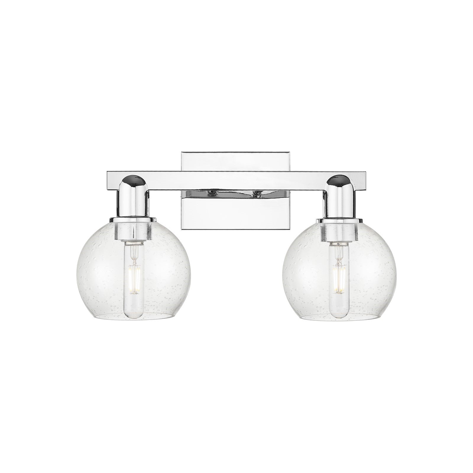 Innovations Athens 17in 2-Light Bath Vanity | Industrial Polished Chrome Steel and Seedy Glass | Bathroom Vanity & Powder Room | Model 716-2W-PC-G124-6