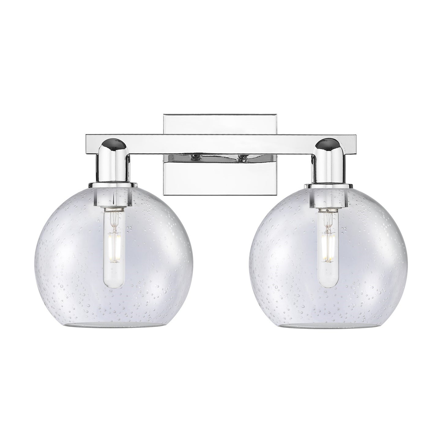 Innovations Athens 19in 2-Light Bath Vanity Light | Industrial Polished Chrome Steel and Seedy Glass | Bathroom Vanity | 19 x 8.5 | Model 716-2W-PC-G124-8