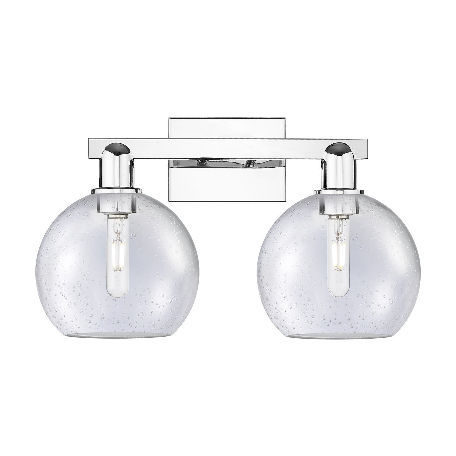 Innovations Athens 19in 2-Light Bath Vanity Light | Industrial Polished Chrome Steel and Seedy Glass | Bathroom Vanity | 19 x 8.5 | Model 716-2W-PC-G124-8