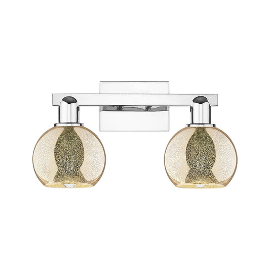 Innovations Athens 17in 2-Light Bath Vanity | Industrial Polished Chrome Steel and Mercury Glass | Bathroom Vanity Light | 16.88 | Model 716-2W-PC-G128-6