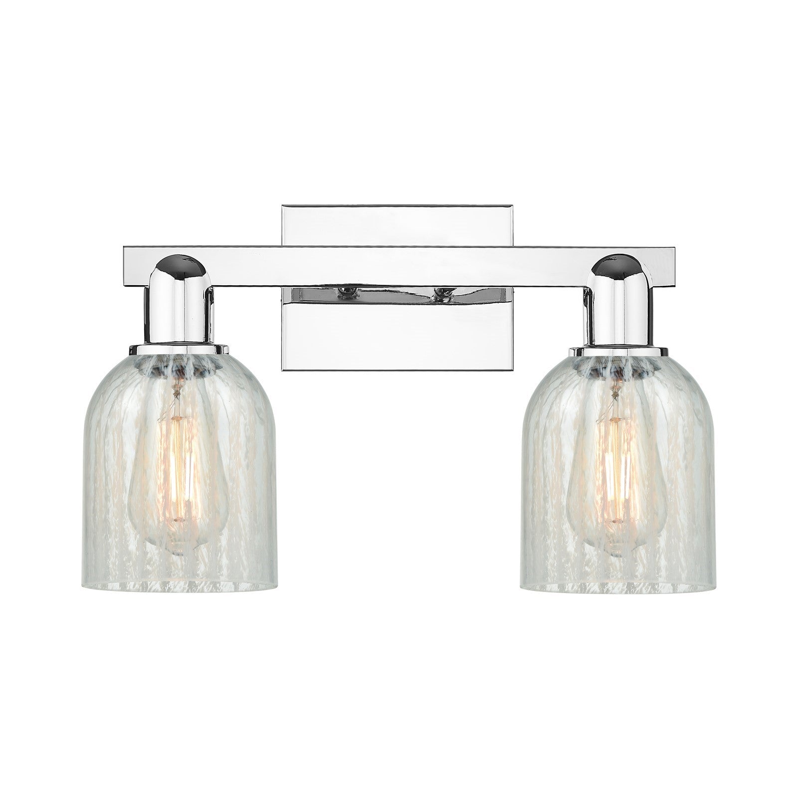 Innovations Caledonia 16in 2-Light Bath Vanity Light | Industrial Polished Chrome and Mouchette Glass | Bathroom Vanity | 16 x 7 x | Model 716-2W-PC-G2511