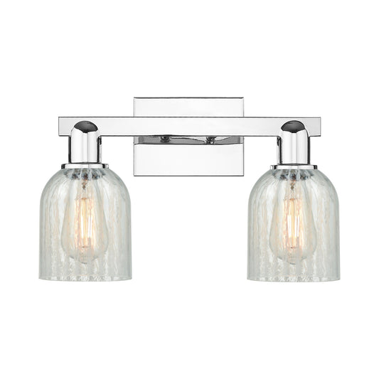 Innovations Caledonia 16in 2-Light Bath Vanity Light | Industrial Polished Chrome and Mouchette Glass | Bathroom Vanity | 16 x 7 x | Model 716-2W-PC-G2511