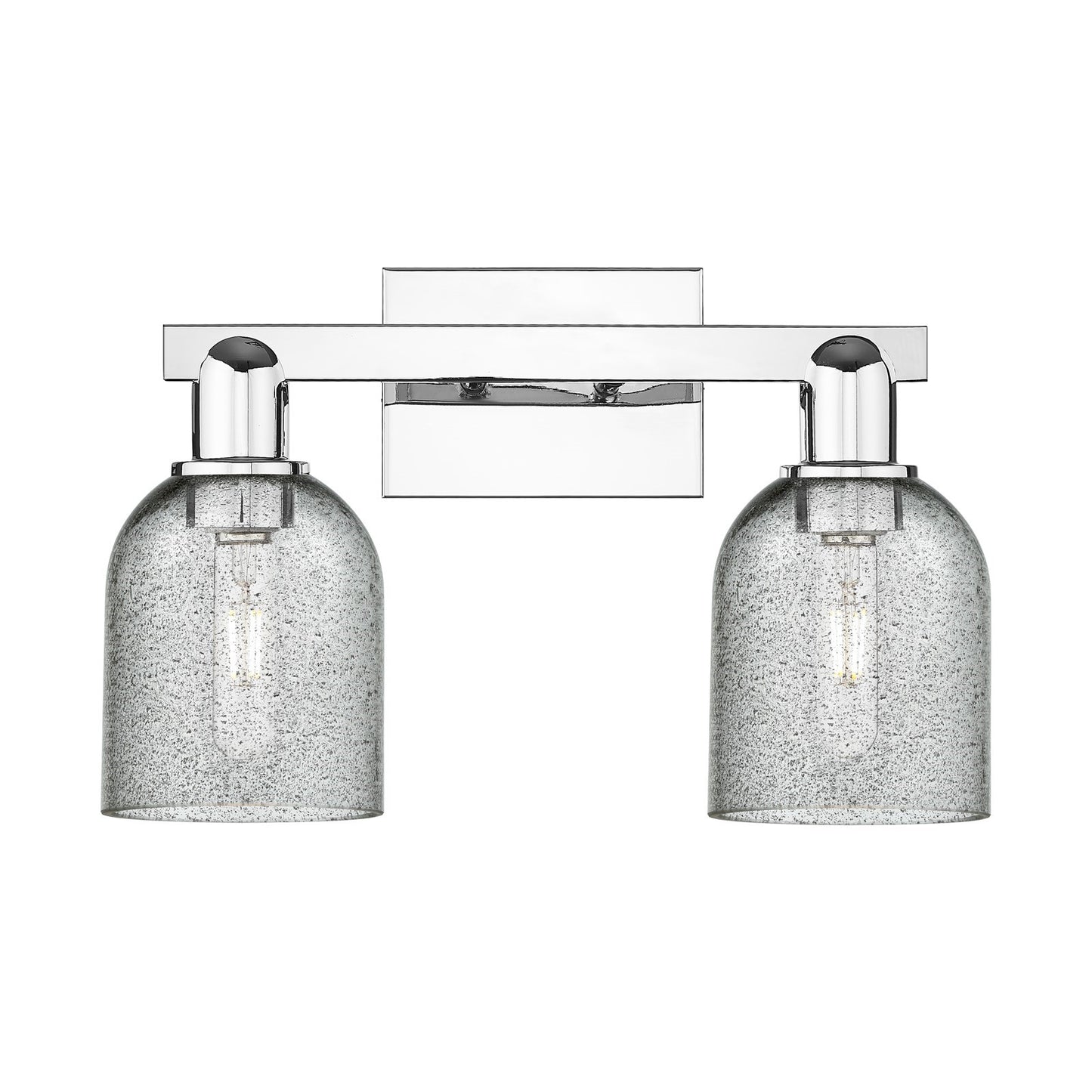 Innovations Caledonia 16in 2-Light Bath Vanity Light | Industrial Polished Chrome and Charcoal Glass | Entryway & Bathroom Vanity | Model 716-2W-PC-G257