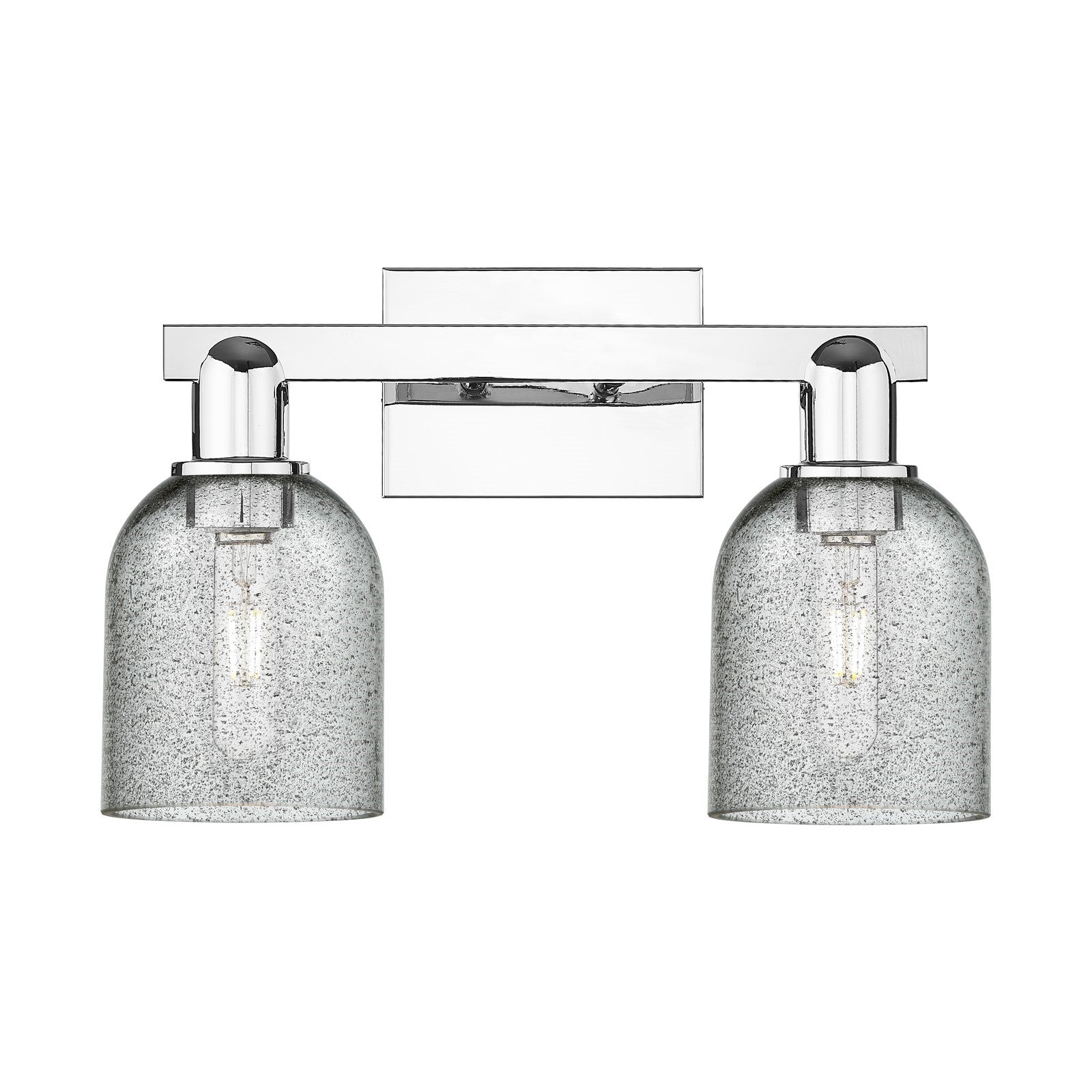 Innovations Caledonia 16in 2-Light Bath Vanity Light | Industrial Polished Chrome and Charcoal Glass | Entryway & Bathroom Vanity | Model 716-2W-PC-G257