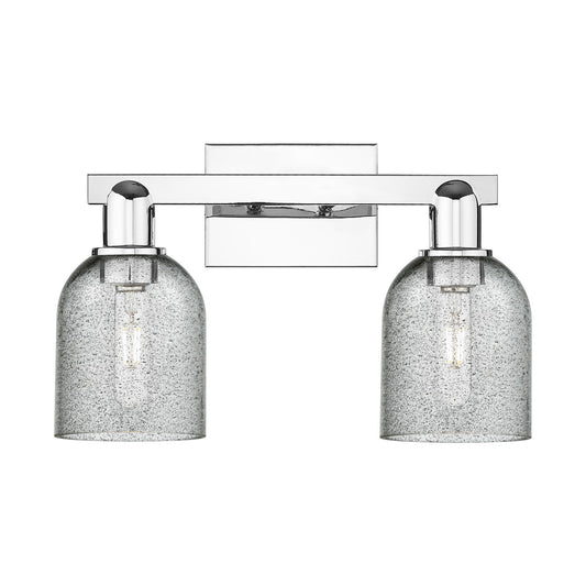 Innovations Caledonia 16in 2-Light Bath Vanity Light | Industrial Polished Chrome and Charcoal Glass | Entryway & Bathroom Vanity | Model 716-2W-PC-G257
