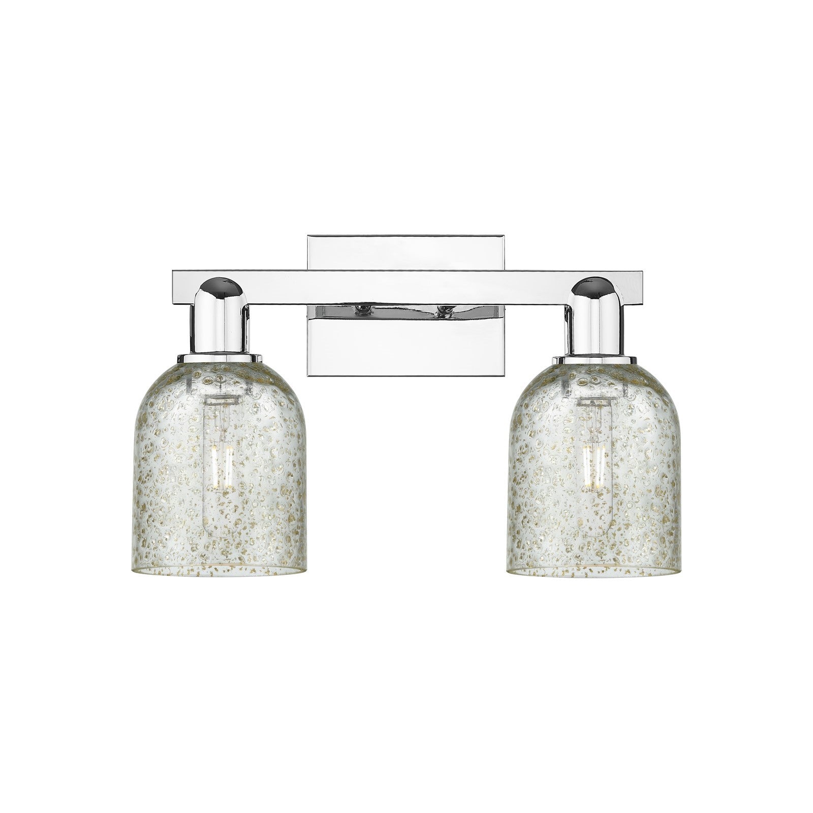 Innovations Caledonia 16in 2-Light Bath Vanity Light | Industrial Polished Chrome Steel and Mica Glass | Bathroom Vanity & Powder | Model 716-2W-PC-G259