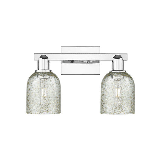 Innovations Caledonia 16in 2-Light Bath Vanity Light | Industrial Polished Chrome Steel and Mica Glass | Bathroom Vanity & Powder | Model 716-2W-PC-G259