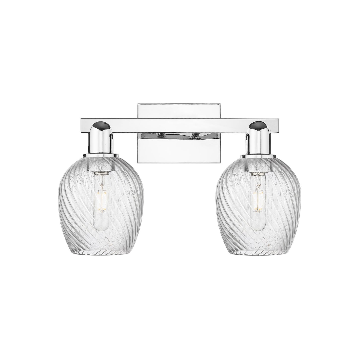 Innovations Salina 17in 2-Light Bath Vanity Light | Industrial Polished Chrome and Clear Spiral Fluted Glass | Bathroom Vanity | Model 716-2W-PC-G292