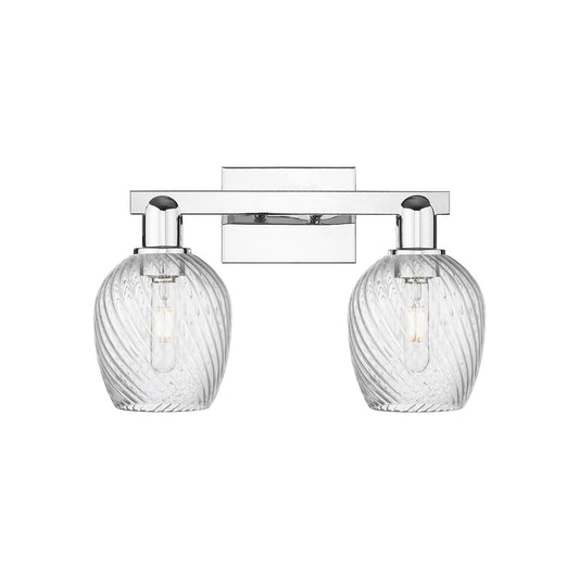 Innovations Salina 17in 2-Light Bath Vanity Light | Industrial Polished Chrome and Clear Spiral Fluted Glass | Bathroom Vanity | Model 716-2W-PC-G292