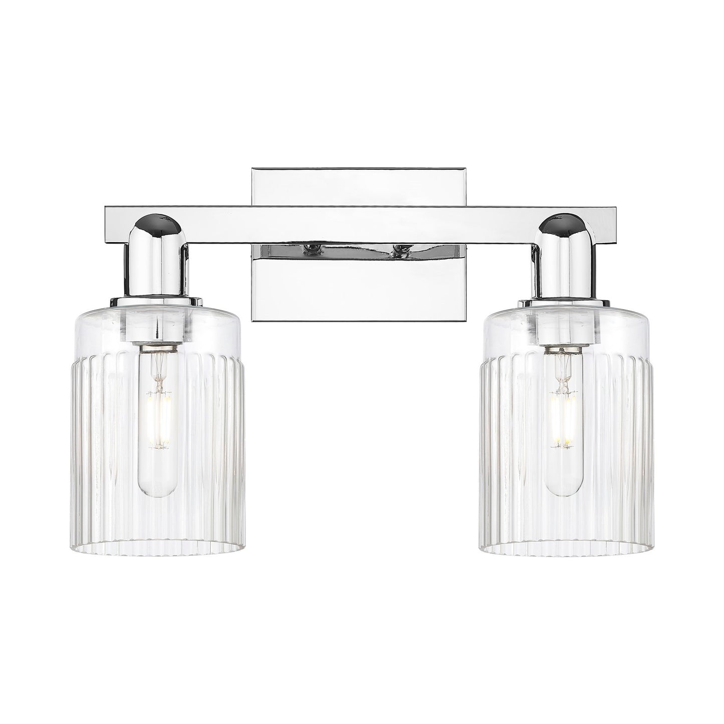Innovations Hadley 2-Light 16in Bath Vanity Light | Industrial Polished Chrome and Clear Ribbed Glass | Entryway & Hallway Accent | Model 716-2W-PC-G342