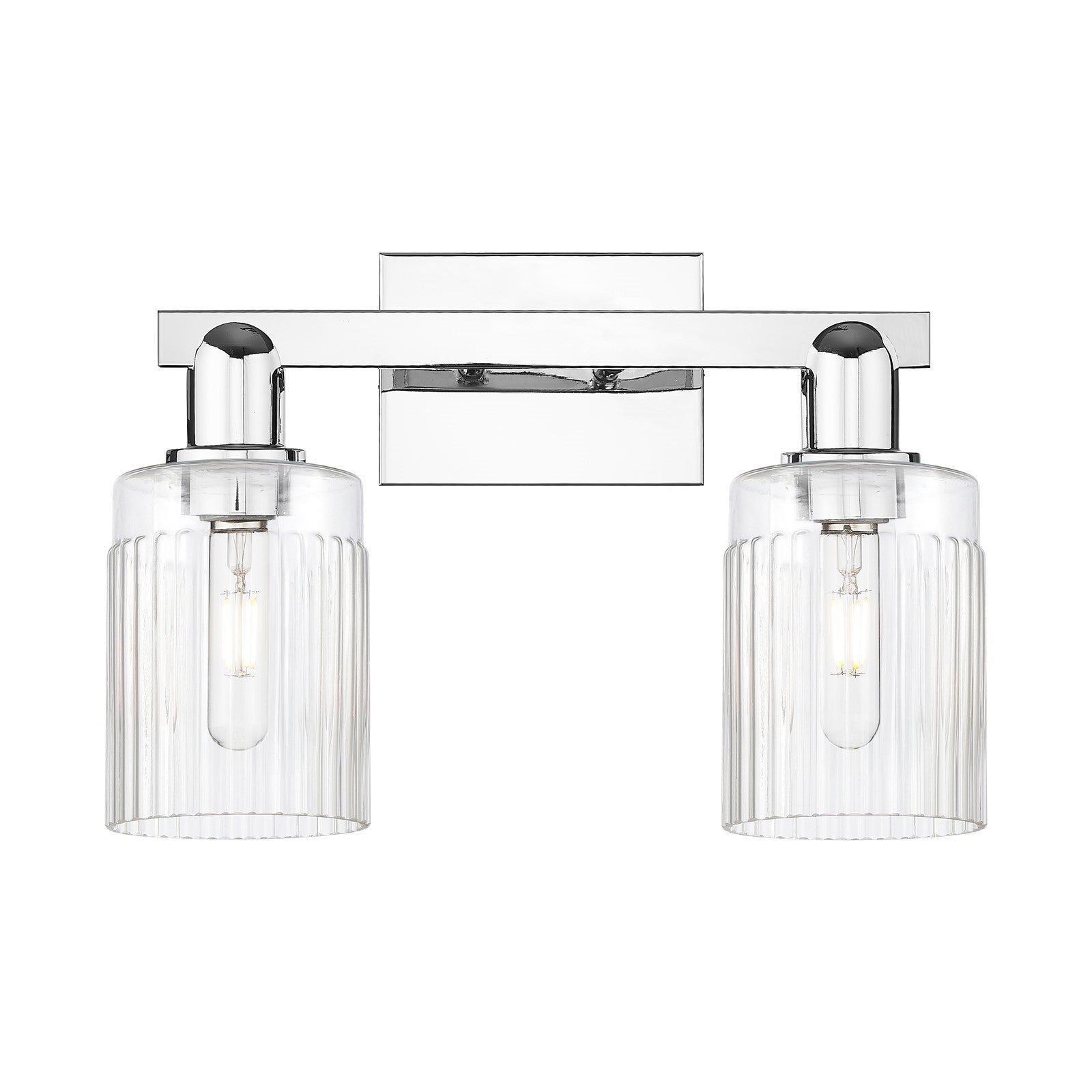 Innovations Hadley 2-Light 16in Bath Vanity Light | Industrial Polished Chrome and Clear Ribbed Glass | Entryway & Hallway Accent | Model 716-2W-PC-G342