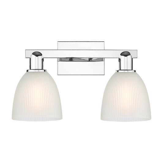 Innovations Castile 17in 2-Light Bath Vanity Light | Industrial Polished Chrome Steel and White Glass | Bathroom Vanity & Hallway | Model 716-2W-PC-G381