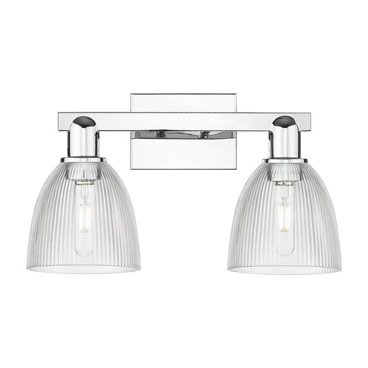 Innovations Castile 17in 2-Light Bath Vanity Light | Industrial Polished Chrome and Clear Glass | Bathroom Vanity | 17 x 10.75 x | Model 716-2W-PC-G382