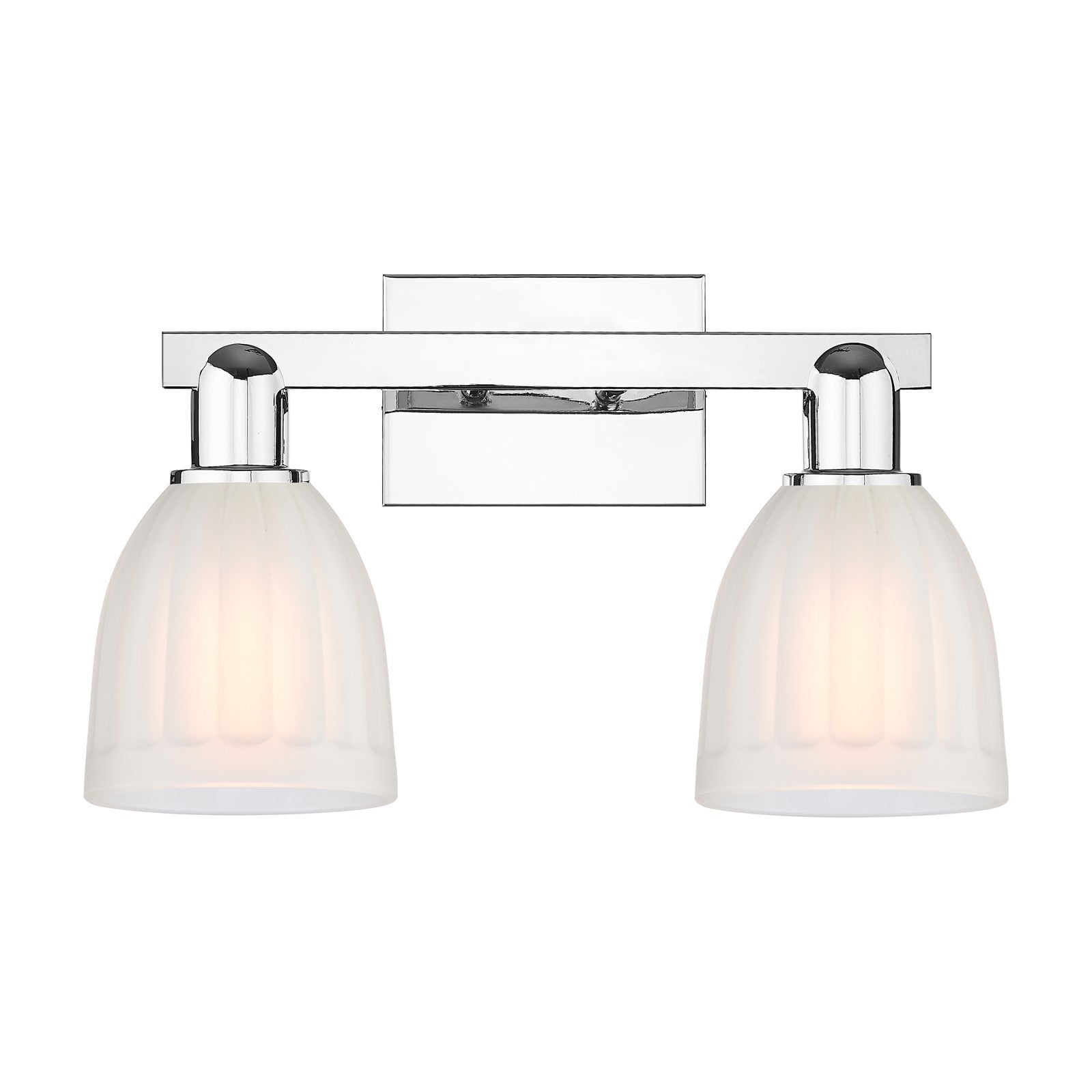 Innovations Brookfield 17in 2-Light Bath Vanity | Polished Chrome Steel and Cast Brass with White Frosted Ribbed Glass | Bathroom | Model 716-2W-PC-G441