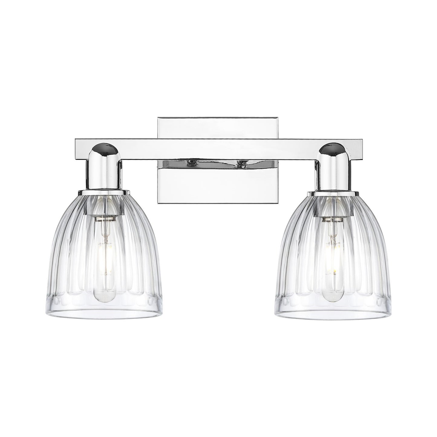 Innovations Brookfield 17in 2-Light Bath Vanity | Industrial Polished Chrome and Clear Ribbed Glass | Bathroom Vanity Light | 16.75 | Model 716-2W-PC-G442