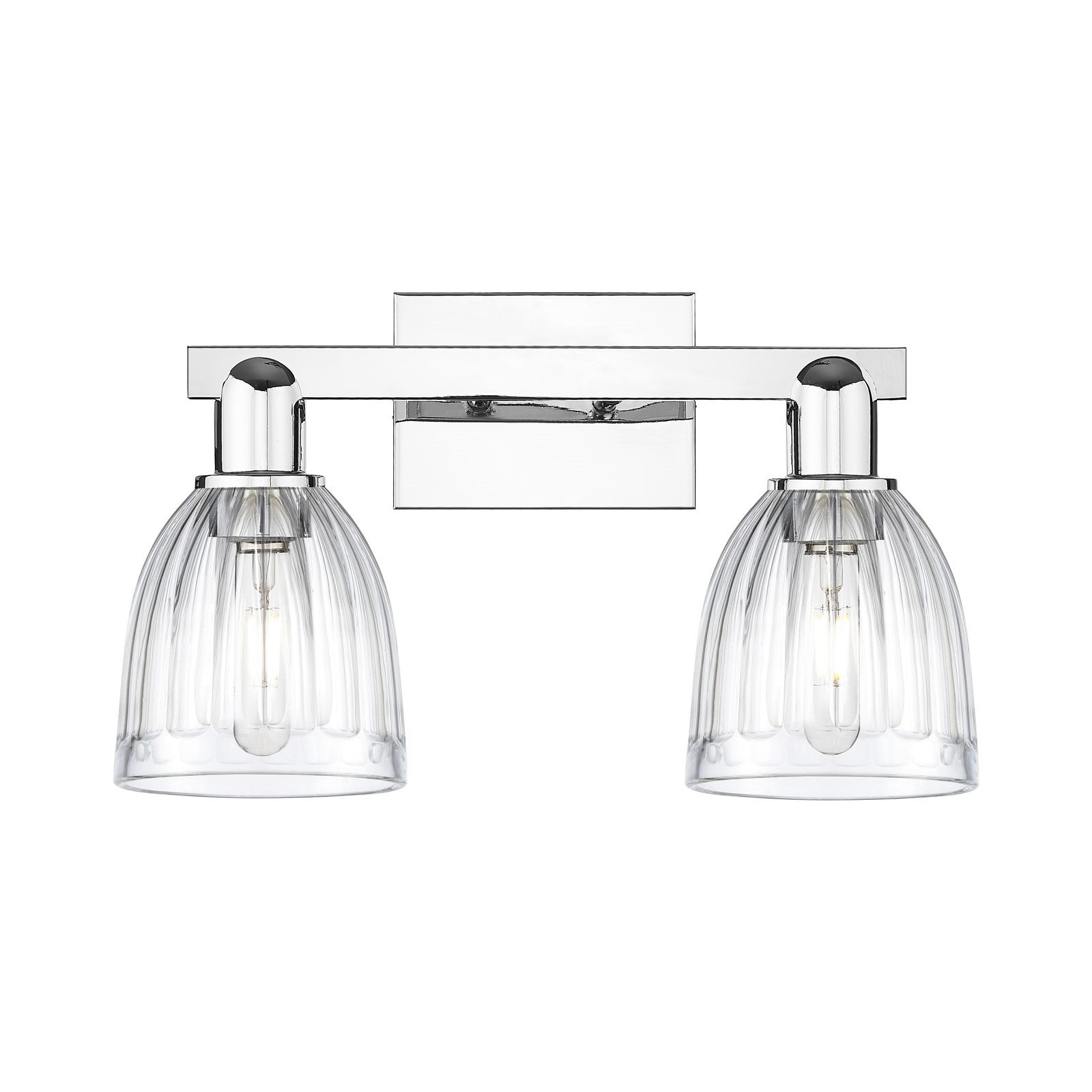 Innovations Brookfield 17in 2-Light Bath Vanity | Industrial Polished Chrome and Clear Ribbed Glass | Bathroom Vanity Light | 16.75 | Model 716-2W-PC-G442