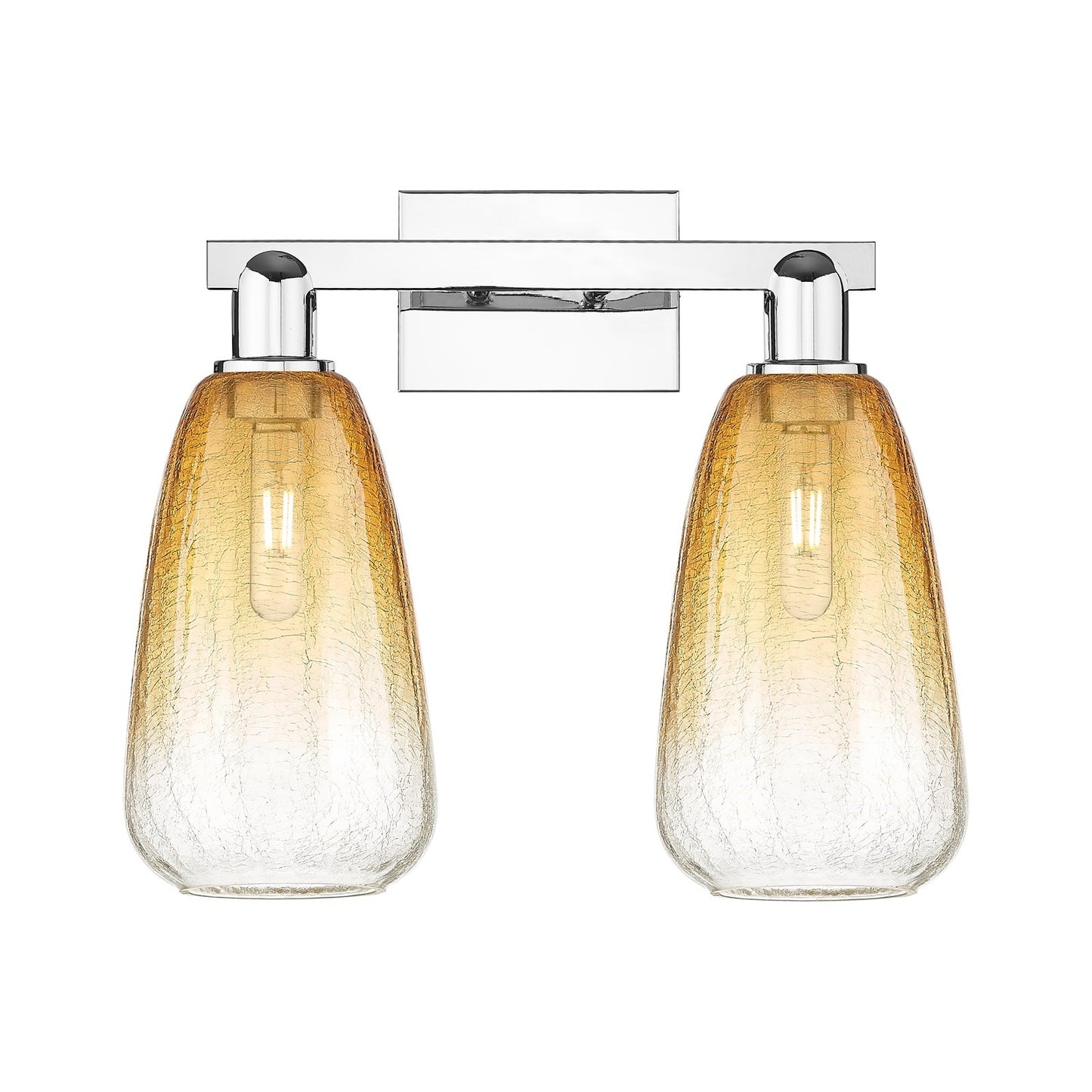 Innovations Brookhaven Almond 17in 2-Light Bath Vanity Light | Industrial Polished Chrome and Amber Glass | Bathroom Vanity | Model 716-2W-PC-G480-6AM